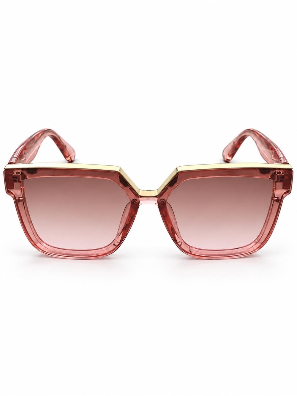 Free People Oversized Pink Square Sunglasses Gold-Tone Detail